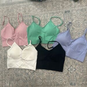 Zella longline bralette LOT of 5 black white lavender pink green size medium